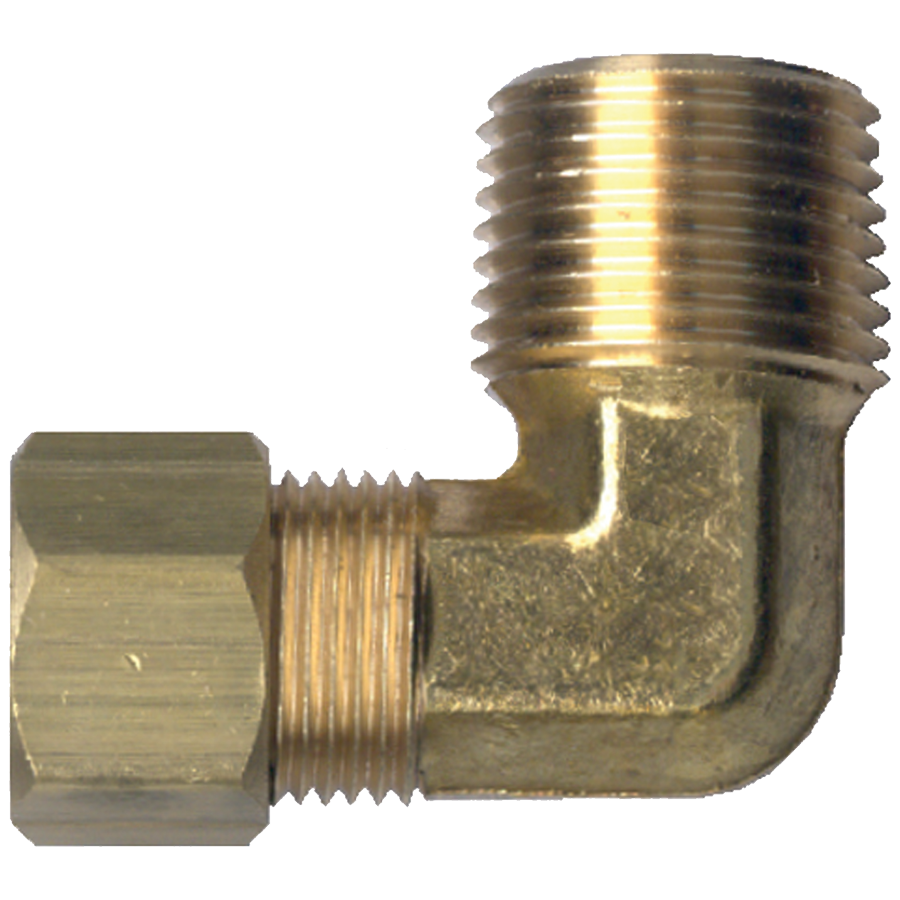 Lawson #5081 Compression Elbow Brass 90° 1/8” NPT x 1/4” Tube 500 PSI fitting 