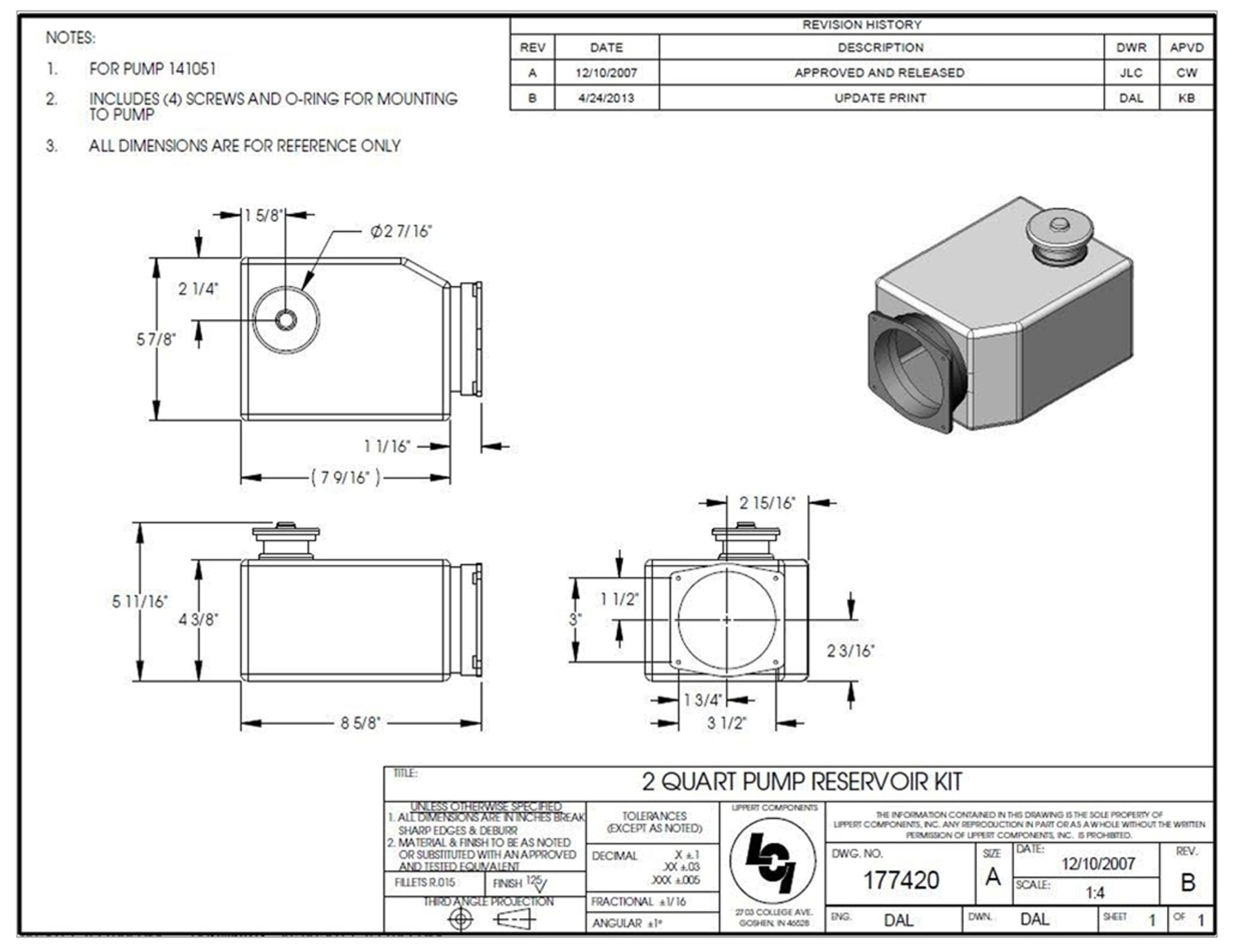 Lippert 2Qt. Reservoir Pump Kit Only 177420 - Image 3