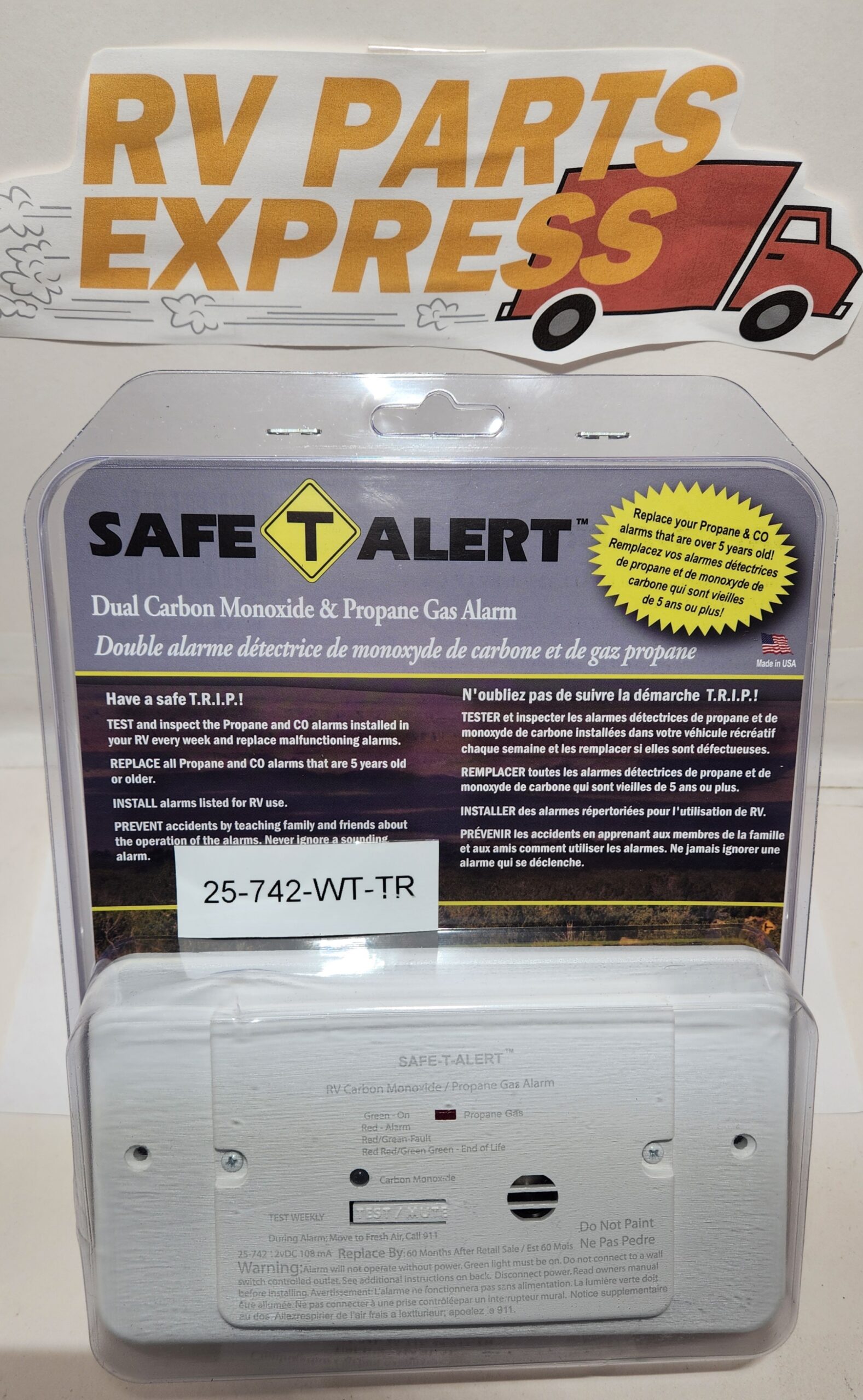 thumbnail image 2 of Safe-T-Alert Combo Carbon Monoxide & Propane Alarm – Flush Mount Mini 25-742-BL For RVs & Campers 2 of 6
