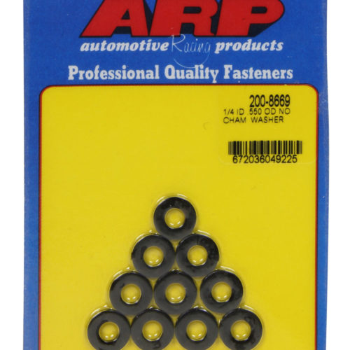 1/4 ID x .550 OD Black Washers No-Chamfer 10pk