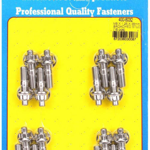 S/S Stud & Nut Kit (16) 8mm x 1.25in x 38mm