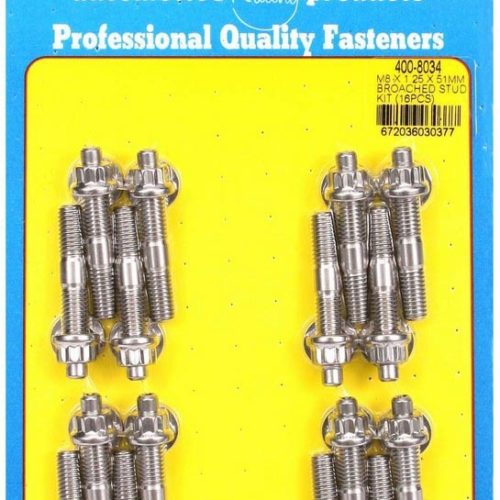 S/S Stud & Nut Kit (16) 8mm x 1.25in x 51mm