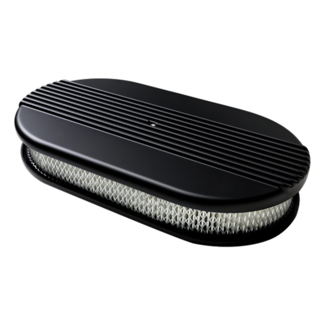 Air Cleaner Large Oval Ribbed Black