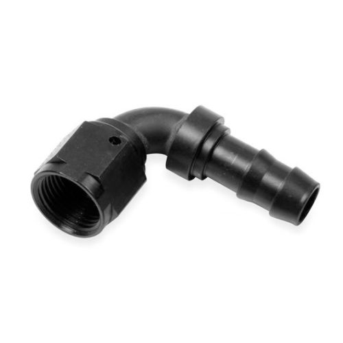 6an 90-Deg to 3/8 Male Barb Hose End - Black