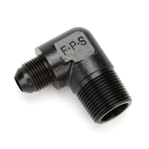 8an to 3/4 MPT 90-Deg Adapter Fitting Black
