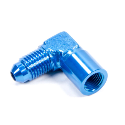 #4 Male x 1/8 FPT 90 Deg Gauge Adapter Inline