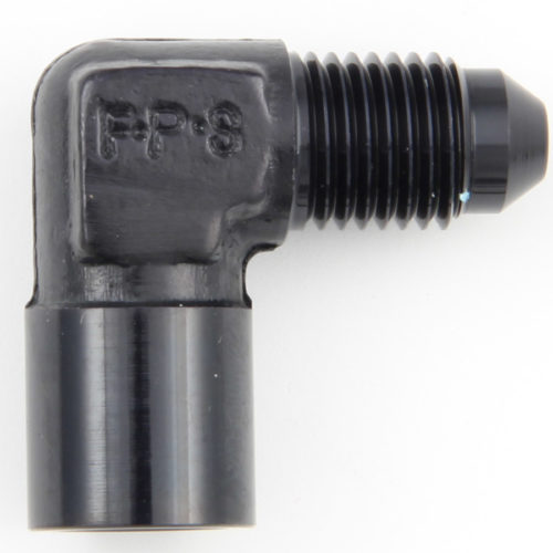 #4 Male x 1/8 FPT 90 Deg Gauge Adapter Inline