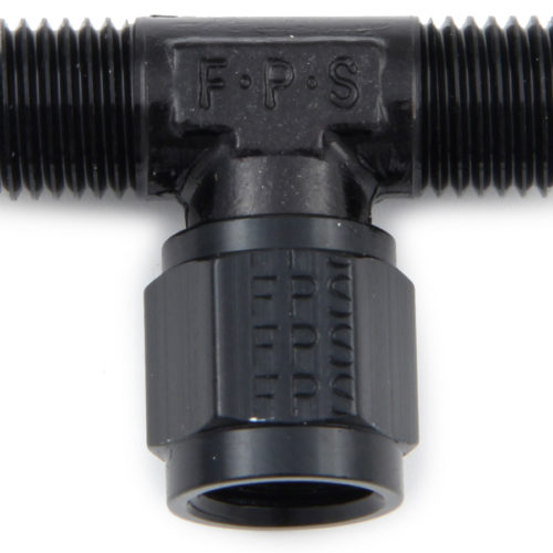 Fitting #8 Tee Female Swivel On Side Black