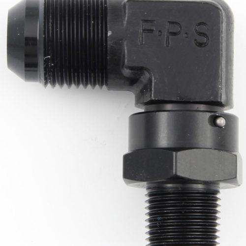 #12 x 1/2 MPT 90 Deg Swivel Adapter Black