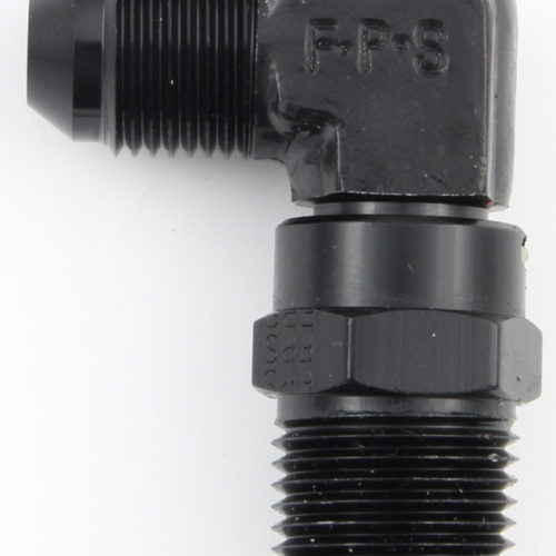 #4 x 1/4 MPT 90 Deg Swivel Adapter Black