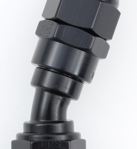 Hose Fitting #6 30 Deg PTFE Black