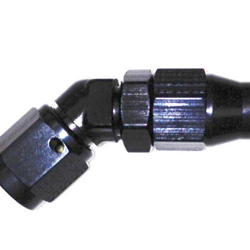 Hose Fitting #12 45 Deg PTFE Black