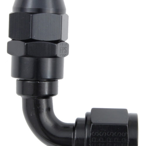 Hose Fitting #6 90 Deg PTFE Black