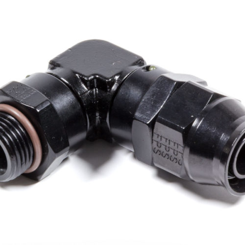 Hose Fitting #10 90 Deg to #8 ORB PTFE Black
