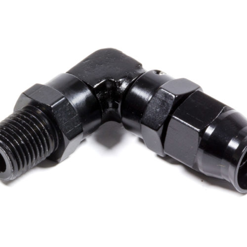 Hose Fitting #6 90 Deg to 1/4npt PTFE Black
