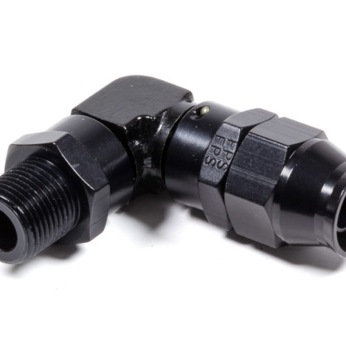 Hose Fitting #8 90 Deg to 3/8npt PTFE Black