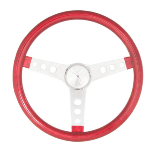 Steering Wheel Mtl Flake Red/Spoke Chrm 13.5