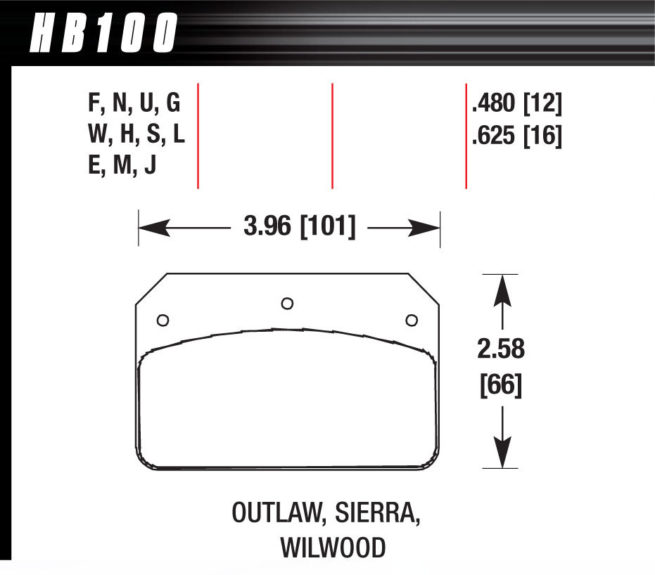 Hawk Brake Wilwood Style Dynalite/2000 Black Brake Pads