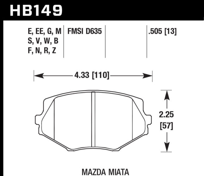 Street Brake Pads Front Miata HPS