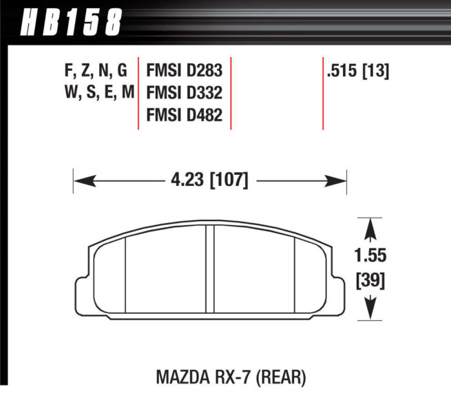 Street Brake Pads Rear Mazda RX-7 HP Plus