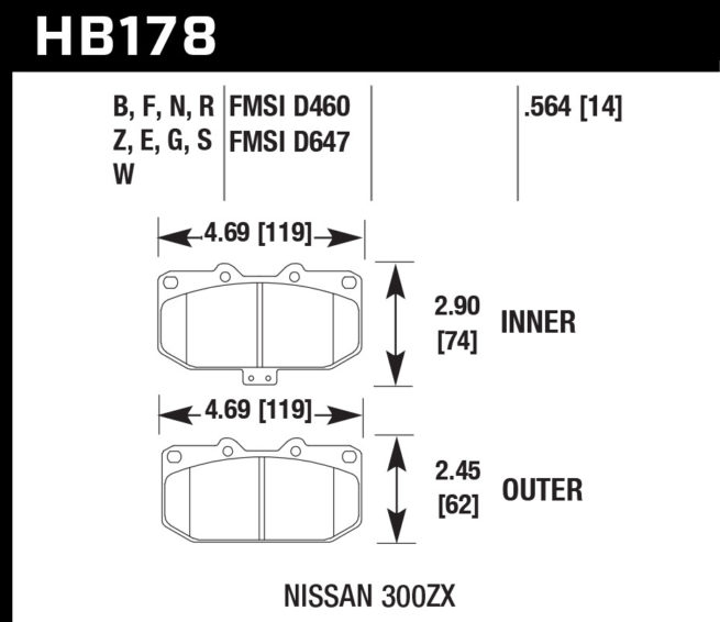 Street Brake Pads Front Nissan 300ZX HPS