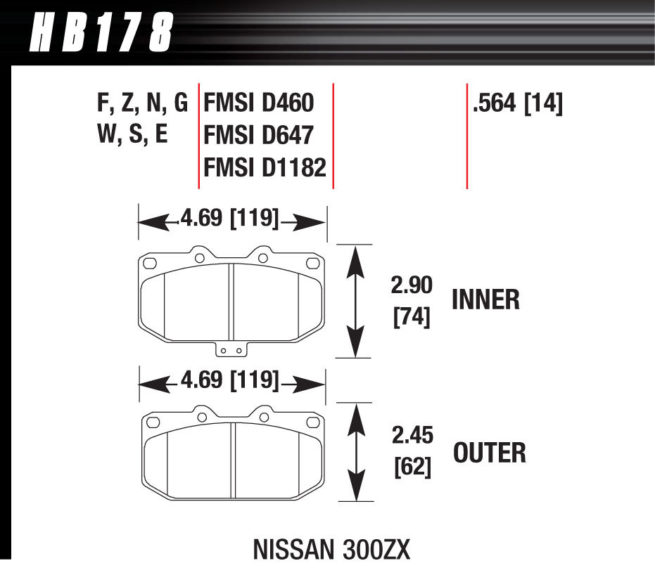 Street Brake Pads Front Nissan 300ZX HP Plus