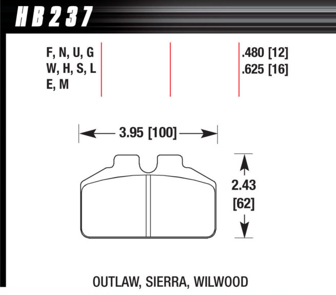 DL Bridgebolt Wilwood Hawk Brake Pads DTC-30