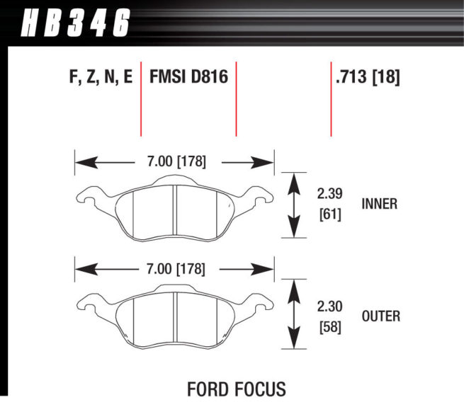 Motorsports Brake Pads Ford Focus Blue Compound