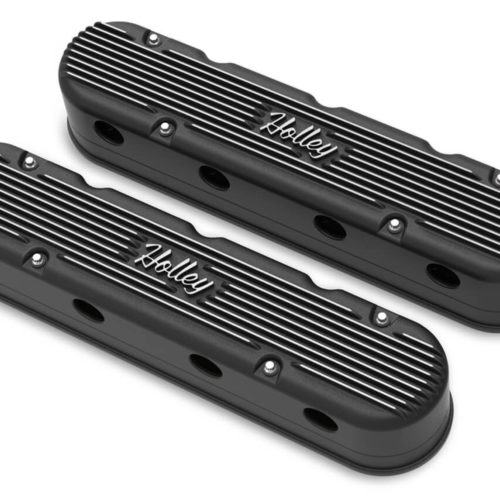 2-Piece Cast Alm GM LS Valve Cover Set - Black