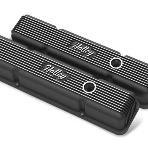 SBC Holley Die Cast Alm Valve Cover Set Black