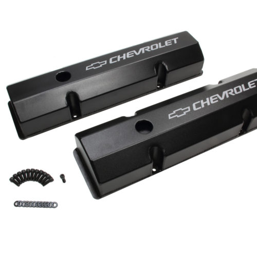 SBC Billet Rail Fab. Alm Valve Covers w/Oil Cap