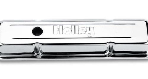 SBC Chrome Valve Covers w/Holley Logo - Short