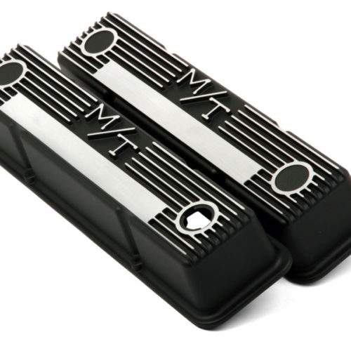 SBC M/T Valve Cover Set - Black Krinkle