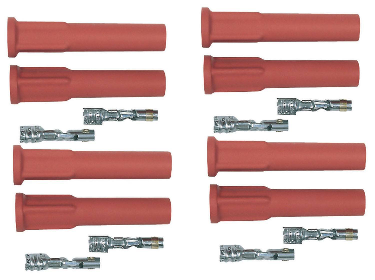 6 Pack 7-8mm Spark Plug Wire Boots, 180 Degree, Straight, With Terminals
