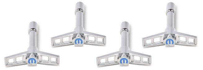 Mopar V/C Wing Nuts Chrome Blue Emblem