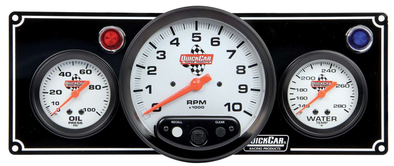QuickCar 2-1 Gauge Panel OIl Pressure/Water Temp w/ 5in Tach Black