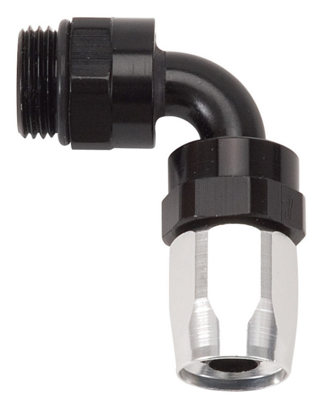 #8 90 Deg Swivel Hose End to #10 Port Black