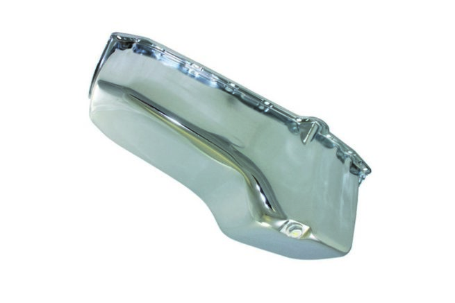 55-79 SBC Steel Stock Oil Pan Chrome