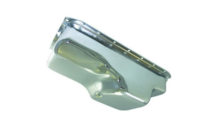 64-87 SBM Steel Stock Oil Pan Chrome