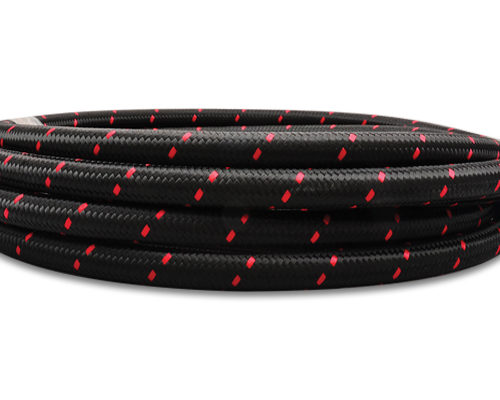 5ft Roll -12 Black Red Nylon Braided Flex Hose