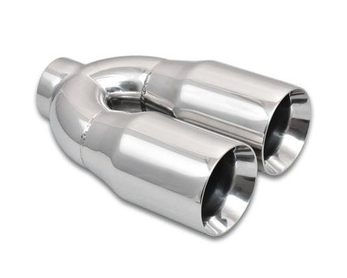 Dual 3.5in Round Stain less Tips 2.5in Inlet