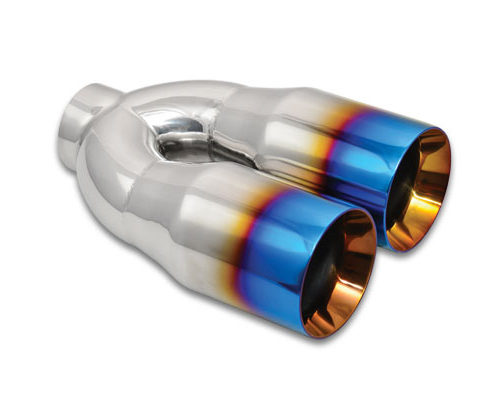 Dual 3.5in Round Stain less Tips 2.5in Inlet