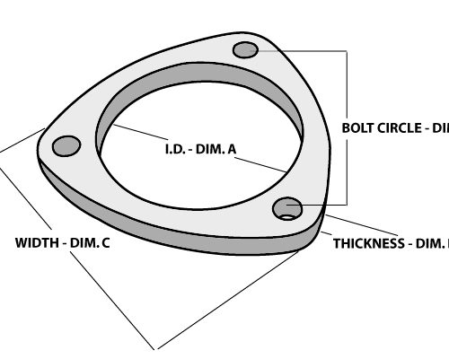 3-Bolt Stainless Steel Flanges 2.5In I.D.