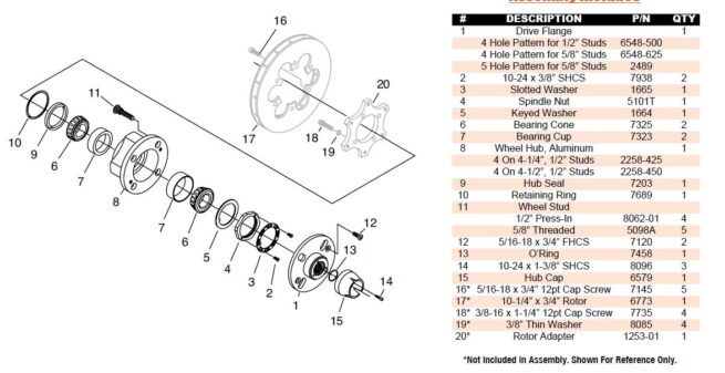 Winters Aluminum Hub Assembly Baby Grand 4 on 4 1/4 2775-425