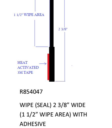R854047 2.375" RH & LH Wipe Seal Accu Slide ABS Model With Adhesive Backing