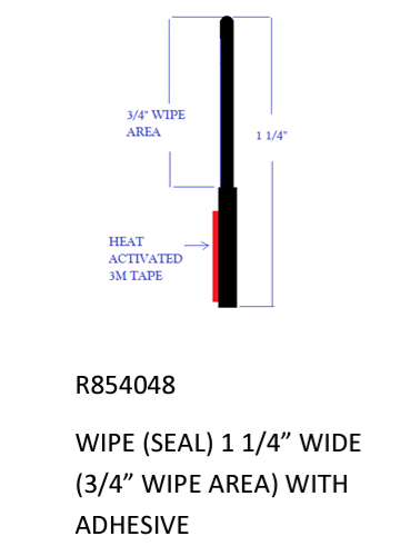 R854048 1.25" Bottom Wipe Seal Accu Slide ABS Model Adhesive Backing